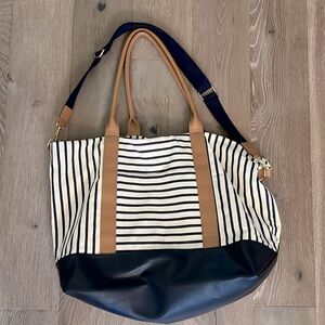 Blue/Cream Stripe Weekender Tote